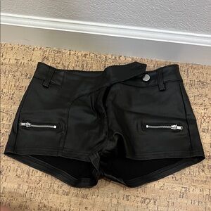 Black Leather Women's Shorts